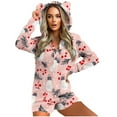 thumbnail image 2 of LEKWK Christmas Fleece Jumpsuits for Women One Piece Long Sleeve Cute Teddy Bear Rompers Matching Santa Xmas Pajamas Sleepwear Hooded Zip Up Jumpers Holiday Funny Clothes, 2 of 7