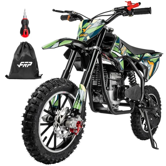 40cc Gas Powered Mini Dirt Bike for Teens 13 , 4-Stroke Engine, Pull Start, Dual Disc Brakes, Speed Limiter, Front & Rear Suspension, Up to 20 MPH, 132 lb Capacity
