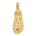 thumbnail image 4 of 14K Yellow Gold 3-Dimensional Polished Texture Red Checkered Enamel Finish with Sea Shell Flip-Flop Design Sandle Charm Pendant, 4 of 4