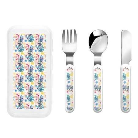 

Salouo Colorful Chameleons Pattern 3 Pieces Toddler Utensils Kids Silverware Set Stainless Steel Utensils for Kids Children Safe Spoons Forks & Knife Dishwasher Safe
