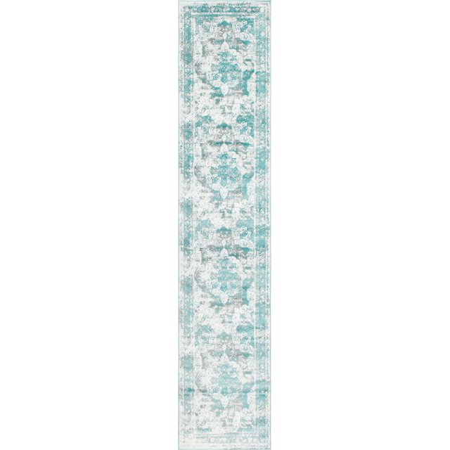 Unique Loom Sofia Collection Area Traditional Vintage Rug, French Inspired Perfect for All Home Décor, 3' 3 x 16' 5 Runner, Turquoise/Light Blue