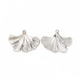 thumbnail image 3 of Non-304 Stainless Steel Pendants Ginkgo Leaf Charm Stainless Steel Color 22.5x30x2mm Hole: 1.4mm, 3 of 3