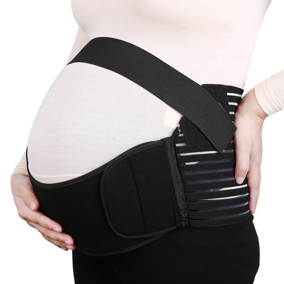 Unique Bargains Maternity Antepartum Belt Pregnant Women Abdominal Support Waist Belly Band Back Brace Black Black M
