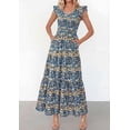 thumbnail image 3 of PRETTYGARDEN Women's Boho Floral Maxi Dress Summer Smocked V Neck Ruffle Sleeve Spring Flowy Beach Vacation Sundresses, 3 of 6