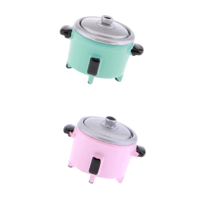 2PCS 1/12 Dollhouse chenware Electric Cooker, Metal Cookware Rice Cooker, Dollhouse Decoraciones, de Simulación de Juguete CUTICAT Cocina eléctrica de casa de muñecas