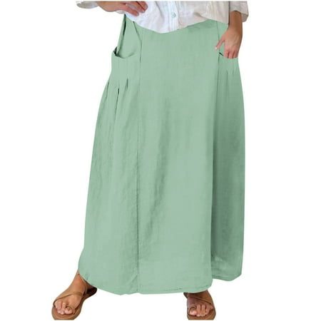 

Clearance! Women s Fashion Casual Solid Color Pocket Loose And Comfortable Skirt Flash Deals