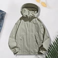 thumbnail image 2 of Vinsonshop Hooded Hiking Jacket for Women Waterproof Windbreaker Lightweight Colorblock Raincoat Outdoor Athletic Activewear Zip Up Gorpcore Utility Streetwear Green XL, 2 of 5