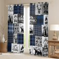 thumbnail image 2 of jejeloiu Happy Camping Black Out Curtains,Safari Bear Deer Curtains Pack of 2 (42x63 Each),Blue Gray Check Bedroom Curtains For Kids,Microfiber Bedroom Decor, 2 of 6
