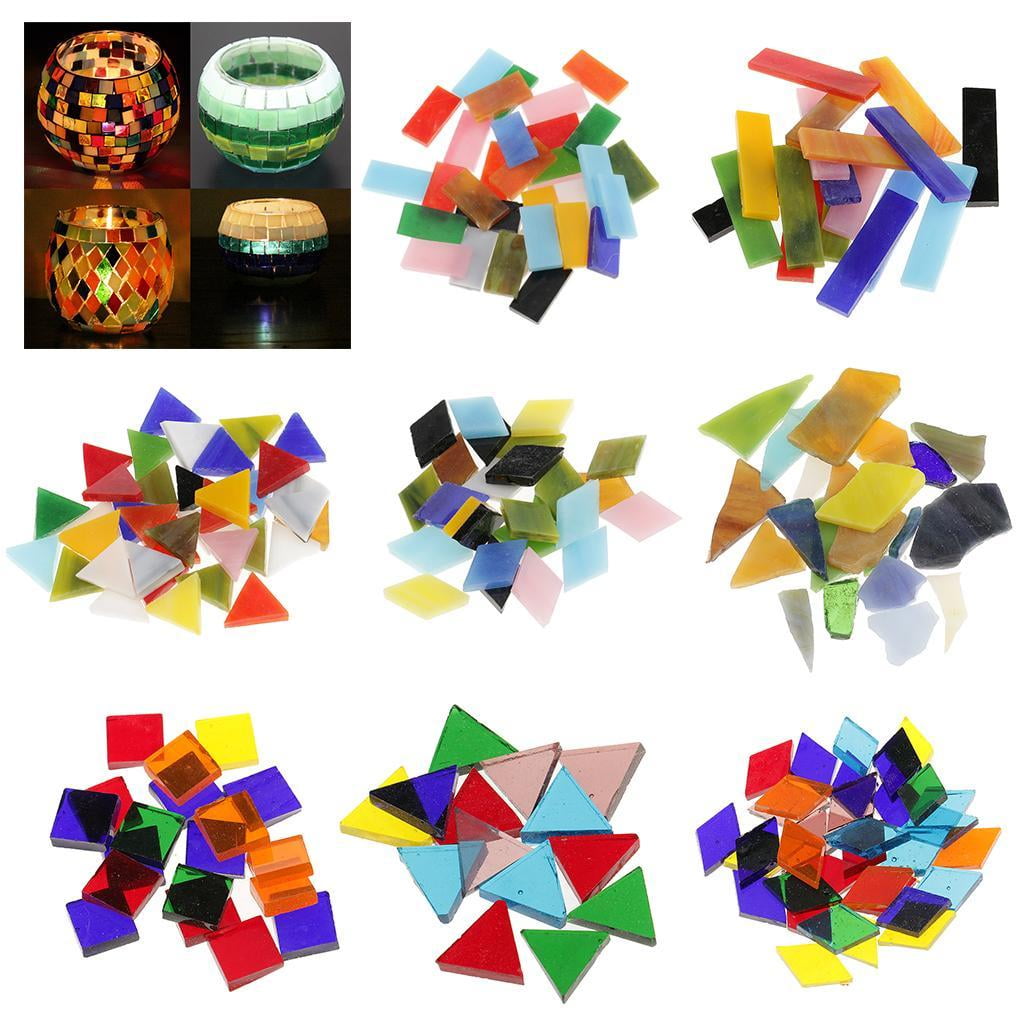 Milageto 2X 200g Assorted Irregular Glass Pieces Mosaic Tile Tessera for glass art craft