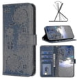 thumbnail image 4 of Funda de cuero con patrón de trébol Yashi para Motorola Moto G24 5G Estilo azul B, 4 of 5