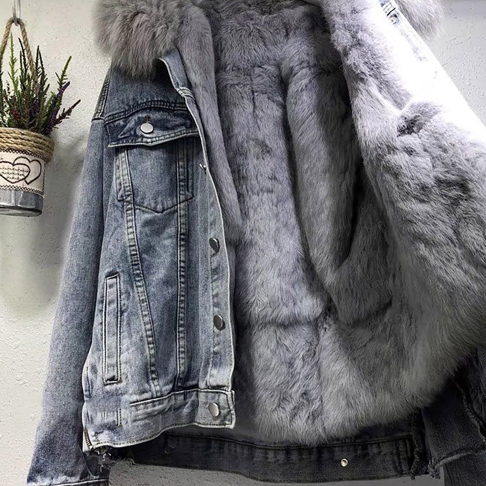Parka En Jean Avec Capuche à Fourrure Synthétique - Manteau D'hiver Chaud Coupe Slim - Matière Douce - Idéal Pour Le Quotidien Décontracté