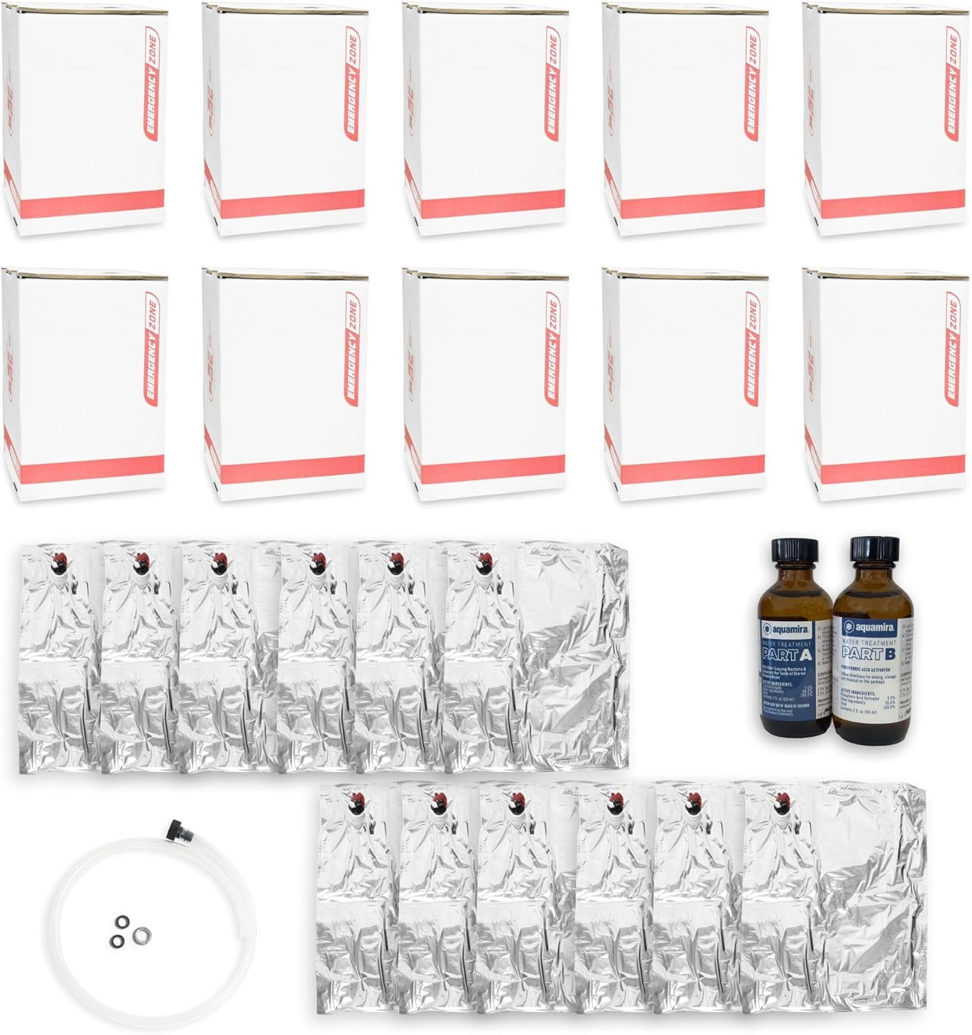 Emergency Zone - Long-Term Water Storage and Treatment Set - BPA-Free Water Bags - 50 Gallon
