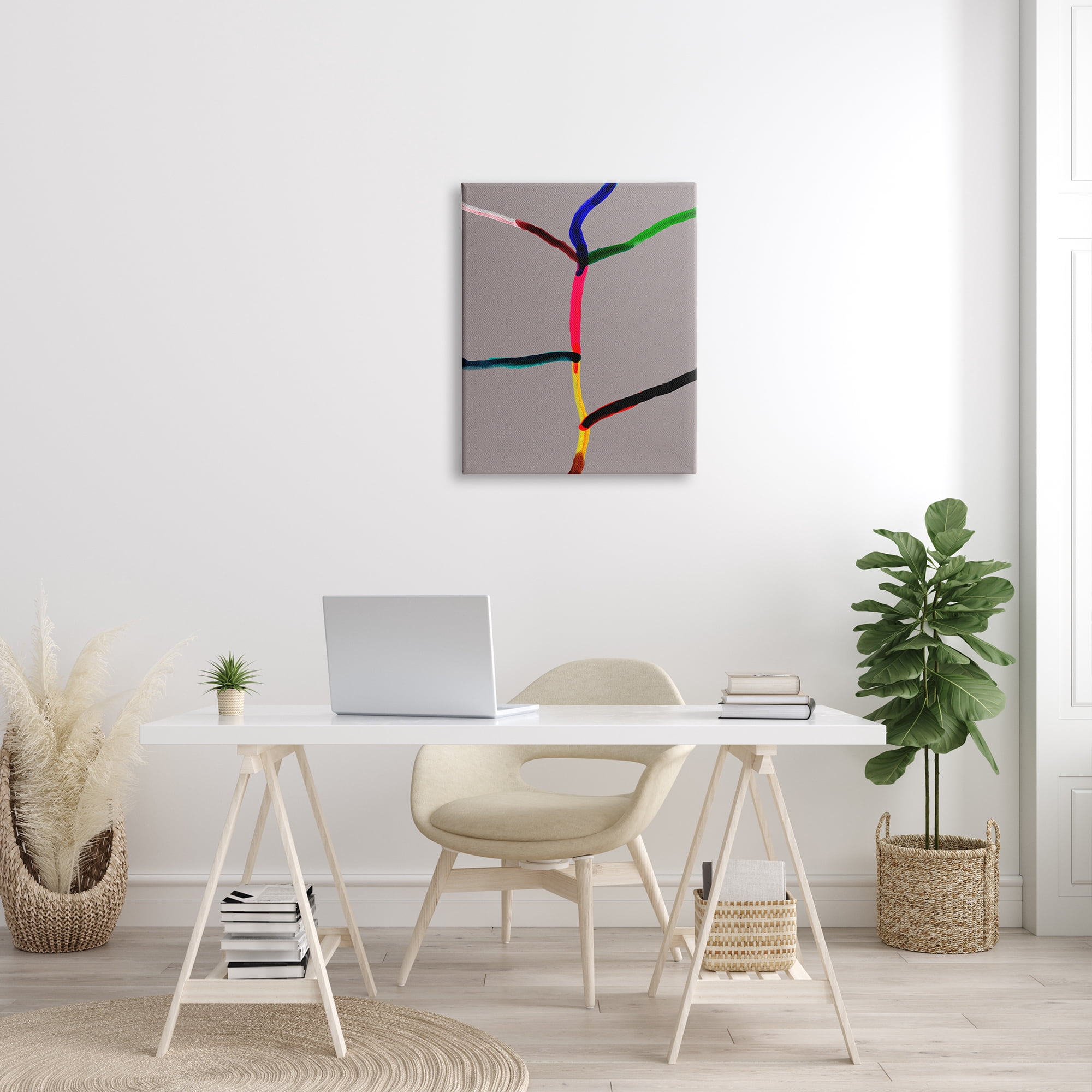 Stupell Industries Tree of Happiness Abstraction Merging Watercolor Lines Abstract Painting Gallery Wrapped Canvas Print Wall Art, 24 x 30