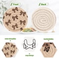 thumbnail image 2 of 6 Pcs Drink Coasters with Holder 3.94in Woven Coasters for Drinks Cute Brown Bow Coaster Set for Protection Table, 2 of 7