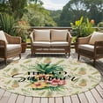 thumbnail image 4 of Round Area Rugs Collection 5 Ft, Pink Yellow Floral Non-Slip Residential Carpet, Green Summer Botanical Rustic Indoor Crawling Mats Runner Rugs for Living Room/Dining Room/Bedroom, 4 of 8