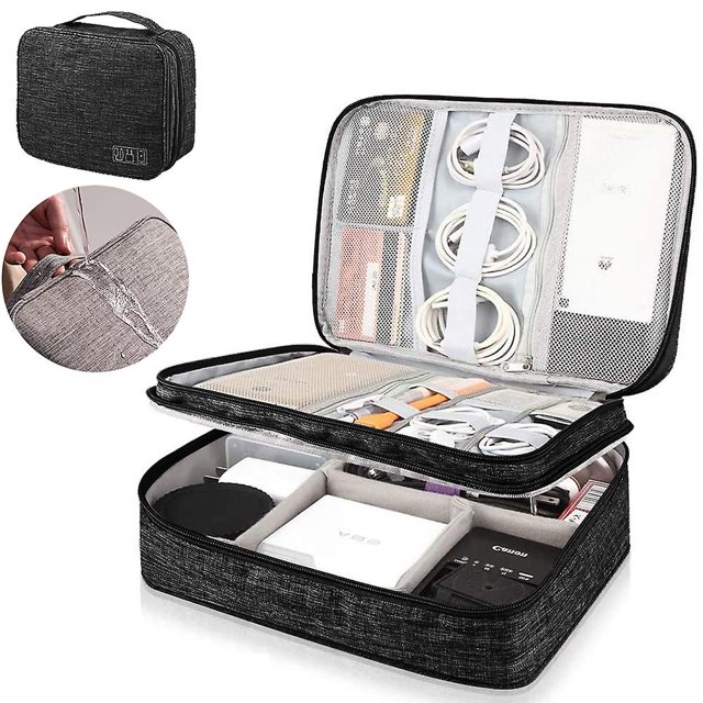 Bolsa organizadora de cables de viaje, bolsa organizadora de tres capas brillar Hogar