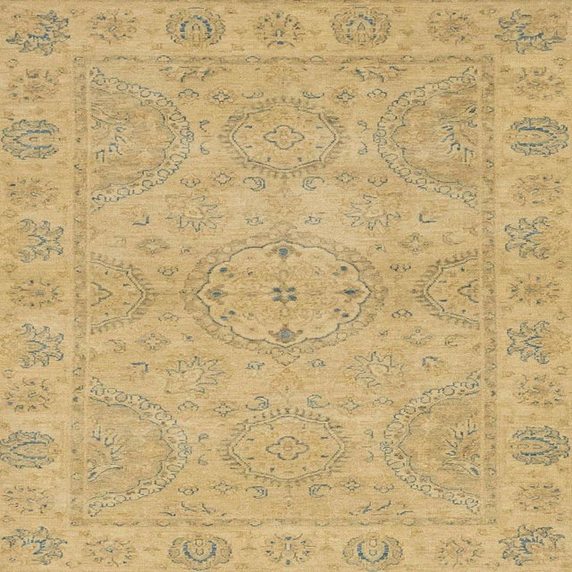 Ahgly Company Tapis d'Intérieur Carrés Abstraits Orientaux Dorés, 7 Pieds Carré