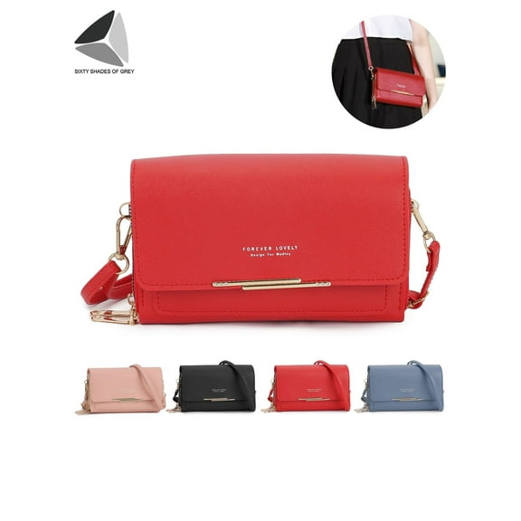 PULLIMORE Women Large-capacity Crossbody Bags Small Handbags PU Leather Shoulder Purses and Handbags (Red)