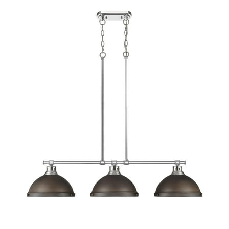 Yep by Golden Lighting Duncan 3-light Island Light in Chrome and Rubbed Bronze shade