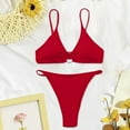 thumbnail image 5 of ZQUUVOU Women's Bikini 2 Piece High Warist Solid Color Swimsuit Bikinis (Red,S), 5 of 6