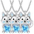 thumbnail image 1 of Colgantes con Dije WolfNeck01 3 Pzas Collar Lobo/Corazón Plata/Azul Metal. High Monaco MXWOF-003, 1 of 4