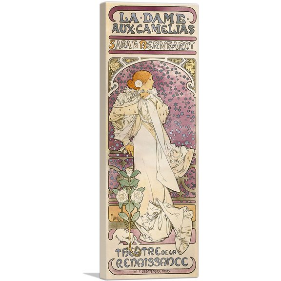ARTCANVAS The Lady of the Camellias 1896 Canvas Art Print by Alphonse Mucha - Size: 36" x 12" (0.75" Deep)