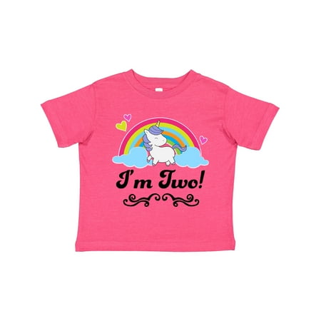 

Inktastic 2nd Birthday Rainbow with Girl Unicorn Girls Toddler T-Shirt
