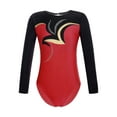thumbnail image 3 of DPOIS Kids Girls Gymnastic Leotard Long Sleeve Color Block Bodysuit Ballet Dance Outfit Red 8, 3 of 7