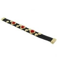 thumbnail image 2 of Fashion Alloy Black Leather Yellow Gold-Tone Red Wristband Bracelet, 2 of 3