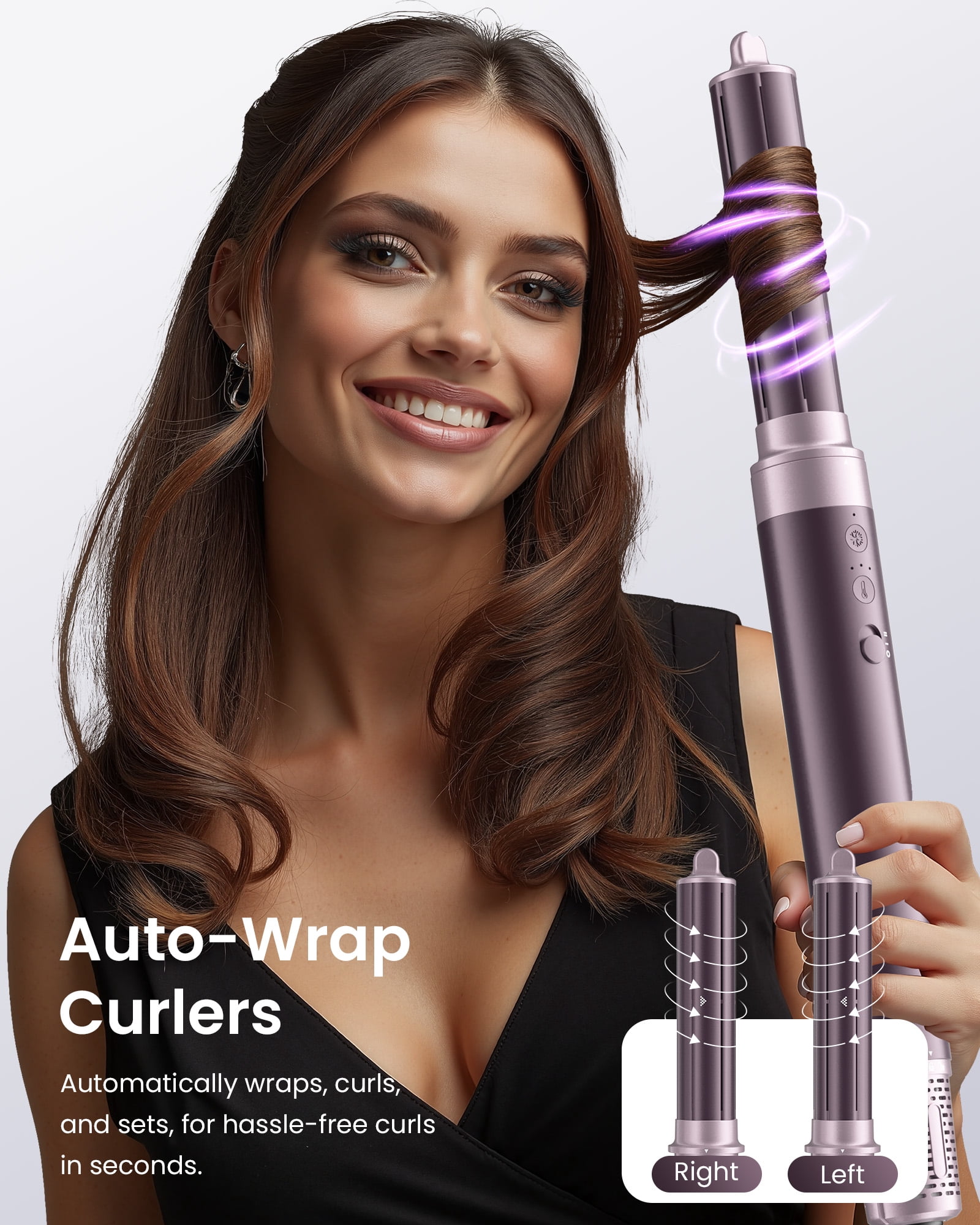 5 in 1 Hot Air Styler, Dual Voltage Hair Dryer Brush for Travel, Ionic Anti-Frizz Hair Styling Tool for Curling, Straightening, Volumizing, No Heat Damage, for All Hair Types, with Travel Bag
