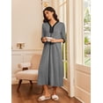 thumbnail image 2 of Ekouaer Women's Zipper Robe 3/4 Sleeves Housecoat Full Length Nightgown Soft Loungewear Robe with Pockets, 2 of 6