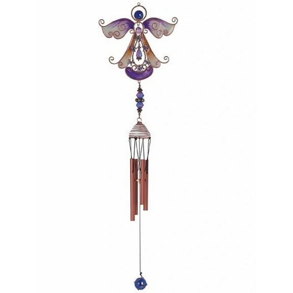 FC Design 23" Long Purple Angel Copper and Gem Wind Chime Garden Patio Decoration
