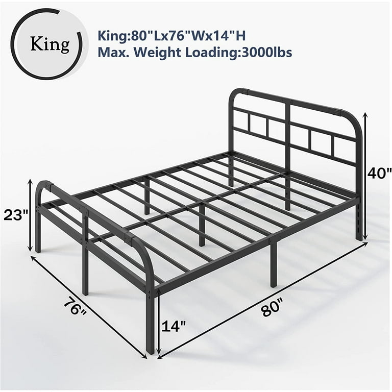Queen Bed Frame with Headboard and Footboard 14 Inch Platform Bed
