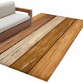 thumbnail image 2 of Area Rug for Living Room, Farmhouse Yellow Brown Non-Slip Indoor Large Carpet for Bedroom/Dining Room, Vintage Wooden Striped Washable Low-Profile Rectangle Floor Runner Rugs - 4 x 6 Ft, 2 of 7