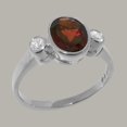 thumbnail image 2 of LBG British Made 9k White Gold Natural Garnet & Diamond Womens Engagement Ring - 33 size options - Size 6, 2 of 6
