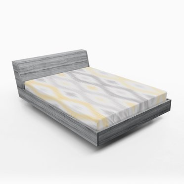 Ambesonne Sketchy Fitted Sheet, Abstract Chain, King Size, Pale Grey and Yellow