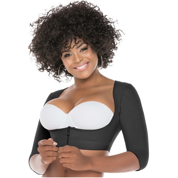 Fajas Salome 0328C Fajas Colombianas Reductoras Post Surgery Compression Vest for Women Black XS