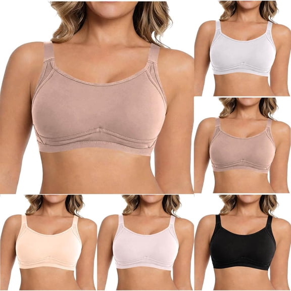 Mgmyaa Seamless Wireless T-Shirt Bra Women's Solid Color Bra with Hook & Eye Soft Breathable Fabric Fixed Cup
