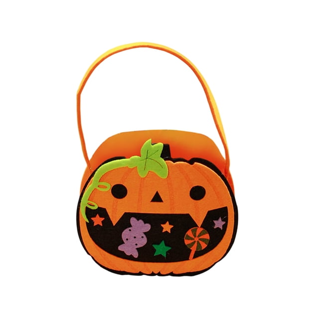 Sac de Bonbons Citrouille d'Halloween C en Non-Tissé, Fourre-Tout pour Fournitures de Fête « Trick Or Treat », Sac Réutilisable pour la Collecte de Bonbons, Design Amusant pour Activité d'Halloween pour Enfants 0,09 Lb