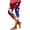 Blue, variant on qelini Patriotic Legging like Us Flag for Women Plus Size Capris Elastic Waist Print Ankle Pants Workout Tights