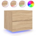 thumbnail image 2 of Wall-mounted Bedside Cabinet with LED Lights Sonoma Oak, 2 of 11