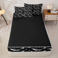 thumbnail image 4 of Homewish Bat Moon Silhouette Zipper Twin Comforter Sets with Fitted Sheet and 2 Pillowcases for Kids, Black White Star Halloween Zipper Bedding Set, Black Reversible, 4 Pieces, 4 of 6