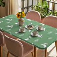 thumbnail image 3 of Green Spring Easter Table Cloths for 5 Foot Rectangle Tables, Cute Bunny Botanical Patio Waterproof Elastic Fitted Tablecloths, Washable Rectangular Table Cover for Camping, 3 of 8