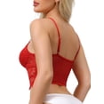 thumbnail image 3 of INSPIRE CHIC Women's Lace Camisole Plunge Sheer Sleeveless Strap Tank See Through Mesh Back with Thin Cup M Red, 3 of 5