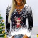 thumbnail image 2 of Camisas Navideñas Para Mujer Tops de Manga Larga Moda Con Cuello en V Empalme Irregular Suelto Odeerbi ODB198727, 2 of 4