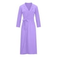thumbnail image 4 of Robe Femme à Manches 3/4, Col à Revers, Col en V, Coupe Portefeuille Évasée, Robe Trapèze, Imprimé Uni/floral, Robe Blazer de Travail/affaires avec Ceinture, 4 of 7