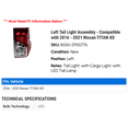 thumbnail image 2 of Left Tail Light Assembly - Compatible with 2016 - 2021 Nissan TITAN XD 2017 2018 2019 2020, 2 of 2
