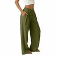 thumbnail image 6 of Guluxicc Women's Linen Pants with Pockets Elastic Waist Wide Leg Casual Trousers for Summer Beach Vacation, 6 of 9