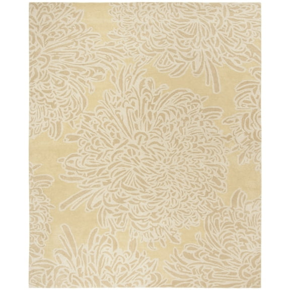 SAFAVIEH Martha Stewart Chrysanthemum Floral Wool Area Rug, Malted, 9' x 12'