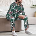 thumbnail image 7 of Yiaed Tropical Leaves Print Men’s Pajamas Set - Long Sleeve Button Down Sleep Shirt and Pajama Bottoms Sleepwear Set Mens Pjs Sets Men's Pajama Bottoms-Small, 7 of 7